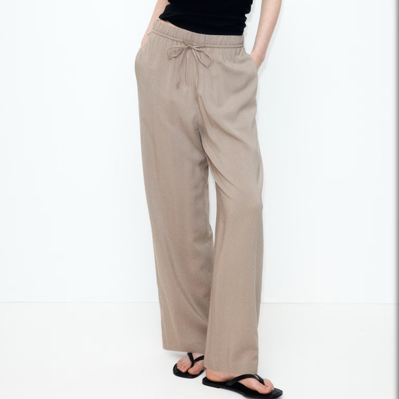 Pants - H&M Light Beige Drawstring Trousers